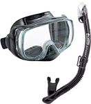 TUSA Imprex 3-D Snorkel Set - Diving Mask Dry Snorkel Silicone (Black + Bag)