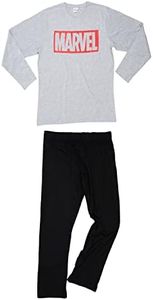 Set Pigiama Marvel da Uomo Top a Maniche Lunghe con Pantaloni Nero/Grigio L