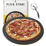 Heritage Pizza Stone – Ceramic Baking Stones for Pizza Oven - Pan & Pizza Cutter Set for Gas, BBQ & Grill - Non-Stick, Stainless, No Smoke - Housewarming Gifts