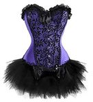 Kelvry Sexy Burlesque Moulin Rouge Bustier Corset Top & Fancy Dress Tutu