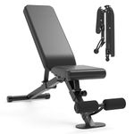 leikefitness Adjustable Weight Bench Foldable Workout Exercise Bench with Automatic Lock for Upright Incline Decline and Flat Full Body Exercise (GM58101(BLACK))