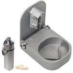 Pill Cutter Splitter with Pill Box by Pill Mill - Blade That Will Never Dull - Grip Handle Cuts Small or Large Pills with Ease - Light and Durable Tablet Divider - Perfect Medicine Slicer for Travel