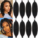 Xtrend 8 Packs 12 Inch Soft Springy Afro Twist Hair Pre-Separated Spring Twist Hair for Faux Locs Natural Black Marley Twist Crochet Braiding Hair Synthetic Hair Extensions 8 Strands/Pack 1B#