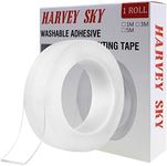 Double Sided Tape Heavy Duty, 3M Double Sided Mounting Tape, Traceless Reusable Clear Adhesive Nano Tape, Washable Removable Strong Sticky Gel Grip Tape for Home Wall Photos Posters Fix Carpet Mats
