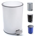 Bamodi - 3L Bathroom Bin - Toilet Bin With Lids - Small Pedal Bin for Bedroom, Office, Toilet, Restroom - Stainless Steel Bucket - Removable Inner Bucket - Durable and Stylish Design (White)