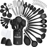 43 Pcs AIKKIL Silicone Kitchen Utensils Set, Heat Resistant Silicone Cooking Kitchen Utensils Set with Holder, Turner, Spatula, Kitchen Gadgets Tools Set for Nonstick Cookware, Dishwasher(BPA Free)