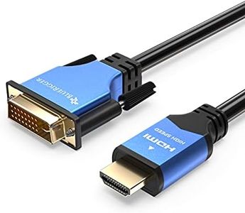 BlueRigger HDMI to DVI Cable (50FT, High-Speed, Bi-Directional Adapter Male to Male, DVI-D 24+1, 1080p, Aluminum Shell) - Compatible with Raspberry Pi, Roku, Xbox One, PS5/PS4/PS3, Graphics Card