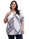 Indietoga Women's Plus Size Rayon Longline Regular Fit Shirt Tops (P10001526_Pink & Blue Stripe_7Xl)