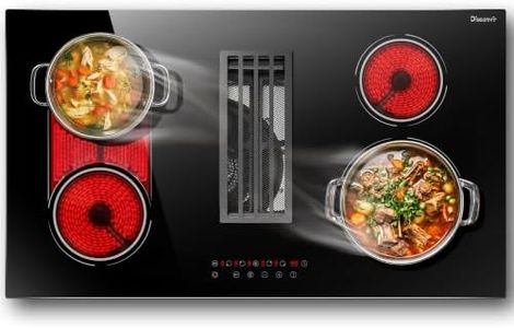 Disaenvir 36 Inch Electric Cooktop with Downdraft Vent 7400W, Ductless