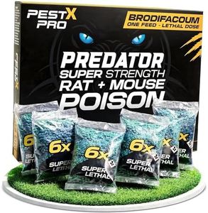 Pest X Pro Predator Rat Poisoning Super Strength - 6 Pack - Powerful Single Feed Rat Killer & Mouse Poison - Brodifacoum in Easy To Use Sachets - Indoor & Outdoor Rodent Control
