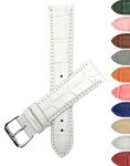 Bandini 18mm Womens Italian Leather Watch Band Strap - White - Alligator Pattern