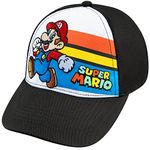 Nintendo Super Mario Baseball Cap - for Boys 4-12 Years - Adjustable - 100% Cotton, Rainbow Mario, 4-12 Years