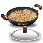 Hawkins Futura 7.5 Litre Deep Fry Pan, Hard Anodised Kadai with Stainless Steel Lid, Flat Bottom Kadhai, Big Kadai, Black (AD75S)