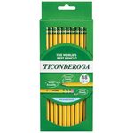 Ticonderoga Wood-Cased Pencils, Unsharpened, #2 HB Soft, Yellow, 48 Count