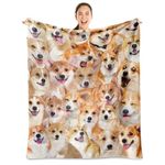 Welsh Corgi Dog Blanket,Welsh Corgi Gifts for Dog Lovers,Flannel Blanket Throws for Dog Mom Dad,Soft Warm Blankets for Sofa Bed Home Decor,Gifts for Adult Men Women Halloween Christmas,60"x80"