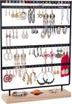 Snazzy JAZUIHA Earrings Organizer 5-Layer 115 Holes Ear Stud Holder Earring Display Stand Wooden Base Jewelry Organizer for Hanging earrings (black)