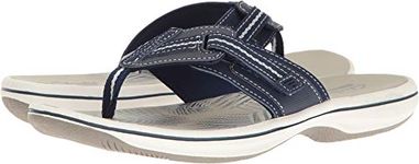 Clarks Women's Brinkley Jazz Flip Flop, Navy Synthetic, 4.5 UK