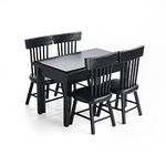 Odoria 1/12 Scale Miniature Kitchen Dining Table 4 Chairs Dollhouse Furniture Accessories, Black