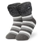 CityComfort Slipper Socks Women Teenagers - Fluffy Socks Non Slip Warm Fleece One Size Lounge Wear - Gifts for Women (Charcoal/White)