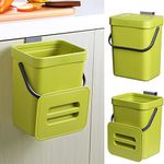 Awekliy 1.3 Gallon Kitchen Compost Bin for Counter Top or Under Sink, Hanging Small Trash Can with Lid for Cupboard/Bathroom/Camping, Mountable Indoor Compost Bucket (Green)