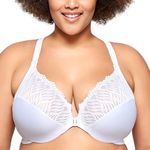 Glamorise Women's Plus Size Front-Close T-Back Wonderwire Underwire #1246, White, 38DD