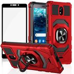 Ailiber for Nokia C100 Phone Case, Nokia C100 5.45" Case with Screen Protector, Ring Kickstand for Magnetic Car Mount Military Grade, Heavy Duty Shockproof Protective Cover for TracFone Nokia C100-Red