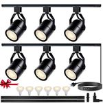 Bravsekai PAR20 LED Track Lighting Complete Kit Include 2x3.28ft H Type Track Rails,4000K Natural Light Brightened 6x40W PAR20 LED Bulbs,Such an Cost-Effective (Black 6 Heads 4000K Kit)