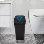 Bathroom Trash can,Smart Touchless Trash Can,Automatic Motion Sensor Compost Bin with Lid,2.4 Gallon Plastic PP Rubbish Can, Kitchen, Bathroom, Office, Bedroom Trash can (Black)