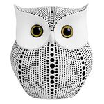 Owl Statue for Home Decor Accents Office Decoration, APPS2Car Handmade Polka Dots Buhos Modern Bird Figurine for Indoor Book Shelf Desktop Cabinet Fireplace Mantel Living Room Bedroom Ornament (White)