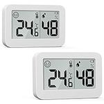 DOOMAY 2-Pack Mini Hygrometer Indoor Thermometer, Humidity Gauge with ℃/℉ Switch, Humidity Meter Digital Temperature Monitor for Greenhouse Babyroom Cellar Reptile Incubator Closet