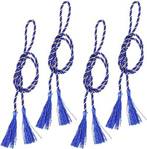 Sunnydaze Indoor/Outdoor Decorative Rope Curtain Tiebacks - Set of 4 - Blue