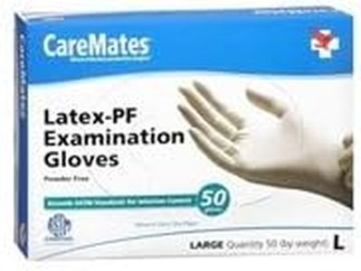 CareMates Latex Medical Exam Gloves, Powder Free, Extra Strong, 5 Mil Thick, Certified for Home Infusion, First Aid, Food Safe, Cleaning Gloves, Large, 50-Count