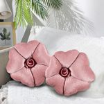 Kuber Industries Pack of 2 Rose Shape 13 Inches Decorative Plushie Cushions for Sofa & Bed | Head Rest & Soft Cushion Pillow for Car & Room Decoration | Rose Pink