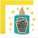 Old English Co. Funny Husband Birthday Card - 'Best That's Ever Bean' Baked Bean Hilarious Birthday Gift for Him - Cute Birthday Presents for Husband | Blank Inside