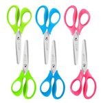 CCR Kids Scissors,5"/13 cm Comfort Grip Handles Scissors for Kids,Children's Safety Scissors for DIY Cut Decoupage, Assorted Colors,Blunt Tip,6 Pack