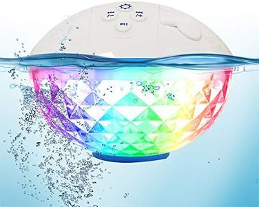 Pool Speaker with Colorful Lights, Portable Bluetooth Speaker IPX7 Waterproof, Floating Pool Speakers with Crystal Clear Stereo Sound Bluetooth Wireless 50ft Range for Pool Shower Beach Outdoors Home.