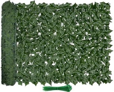 Tikroom Artificial Ivy Fence Privacy Screen 120x40in UV-Anti Dense Faux Greenery Backdrop Fake Hedges Fence & Faux Ivy Vine Leaf Decoration for Patio Balcony Garden Wall Backyard Indoor Outdoor