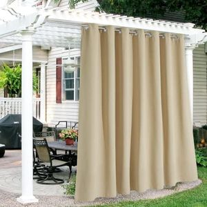 RYB HOME Patio Curtains Outdoor Waterproof, Extra Wide Curtains Blackout for Outside Porch Pergola Gazebo Sun Room, Width 100 x Length 95, 1 Panel, Biscotti Beige