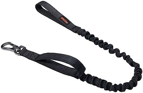 EXCELLENT ELITE SPANKER Military Bungee Dog Leash Elastic Leads Rope with 2 Padded Control Handle for Medium and Small Dogs (Black)