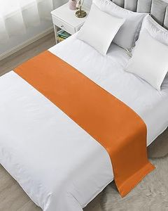 DecorLovee Burnt Orange Bed Runners for Queen Size Bed, Modern Decorative Bed Throws for Foot of Bed, Farmhouse Pure Orange Bed Runner Sofa Throw Bedding Scarf Protector Slipcover for Bedroom/Hotel