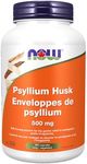 NOW Supplements, Psyllium Husk Caps 500 mg, Natural Soluble Fibre, Intestinal Health*, 500 Veg Capsules