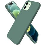 ORNARTO Compatible with iPhone 12 Case 6.1 and iPhone 12 Pro Case, Slim Liquid Silicone 3 Layers Full Covered Soft Gel Rubber Case Cover 6.1 inch-Pine Green