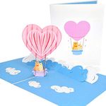 PopLife Hot Air Balloon Heart 3D Pop Up Greeting Card for All Occasions - Happy Birthday, Get Well, Valentine's Day for her, Baby Shower - for Girlfriend, for Mom and Daughter, for Sister, for Grandma