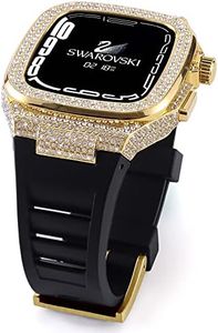 VeveXiao Rugged Case with Band Compatible with Apple Watch bands 45mm 44mm Metal Protective Cover Case with Silicone Strap Shockproof Bumper for iWatch Series 8 7 6 5 4 SE Mens Womens Strap,Gold Black