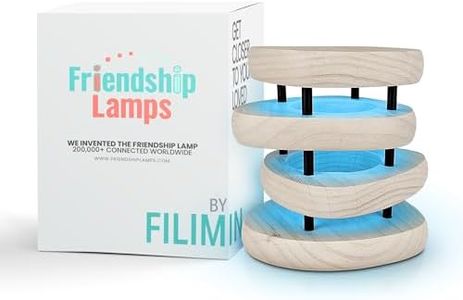 Filimin Friendship Lamps White Black Mid-Century Knotty Alder Wood Design Handmade in USA - Wi-Fi Touch Lamp LED Light for Long-Distance, Connection, Relationship, Friendship, Gift, Over 200 Colors