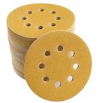 Aiyard 5-Inch 8-Hole Hook and Loop Sanding Discs 120-Grit Random Orbit Sandpaper, 100-Pack