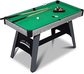 REAHOISY 48 Inch Portable Pool Table for Kids and Adults, Wooden Indoor Pool Table with 2 Cue Sticks, 16 Balls, Triangle, Chalk, Brush for Family Play Room, Game Room (Green)