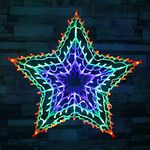 The Christmas Workshop 77710 Multi-Coloured Star Christmas Light / 35 LED Lights / Indoor Or Outdoor Mains Powered Christmas Decorations / 8 Light Modes / 54cm x 54cm x 1.5cm