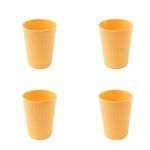 Irida Naturals Wheat Straw & Bamboo Fibre Reusable Fluted Cups Set of 4 | 360ml | Unbreakable Cups for Serving Tea, Coffee, Juices |Eco-Friendly |Microwave,Freezer & Dishwasher Safe(Yellow)