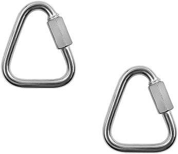 304 Stainless Steel Chain Quick Link Triangle,TTZEZE Heavy Duty Triangle Locking Carabiner Marine Grade Chain Connector for Outdoor Equipment Hammock Keychain Buckle Link 2 Pack 73 * 56 * 8mm